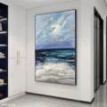 Biển Xanh Mênh Mông – Tranh Sơn Acrylic Trừu Tượng Biển Xanh dương Trang Trí Phòng khách, Phòng ngủ – Phong Cách Hiện Đại