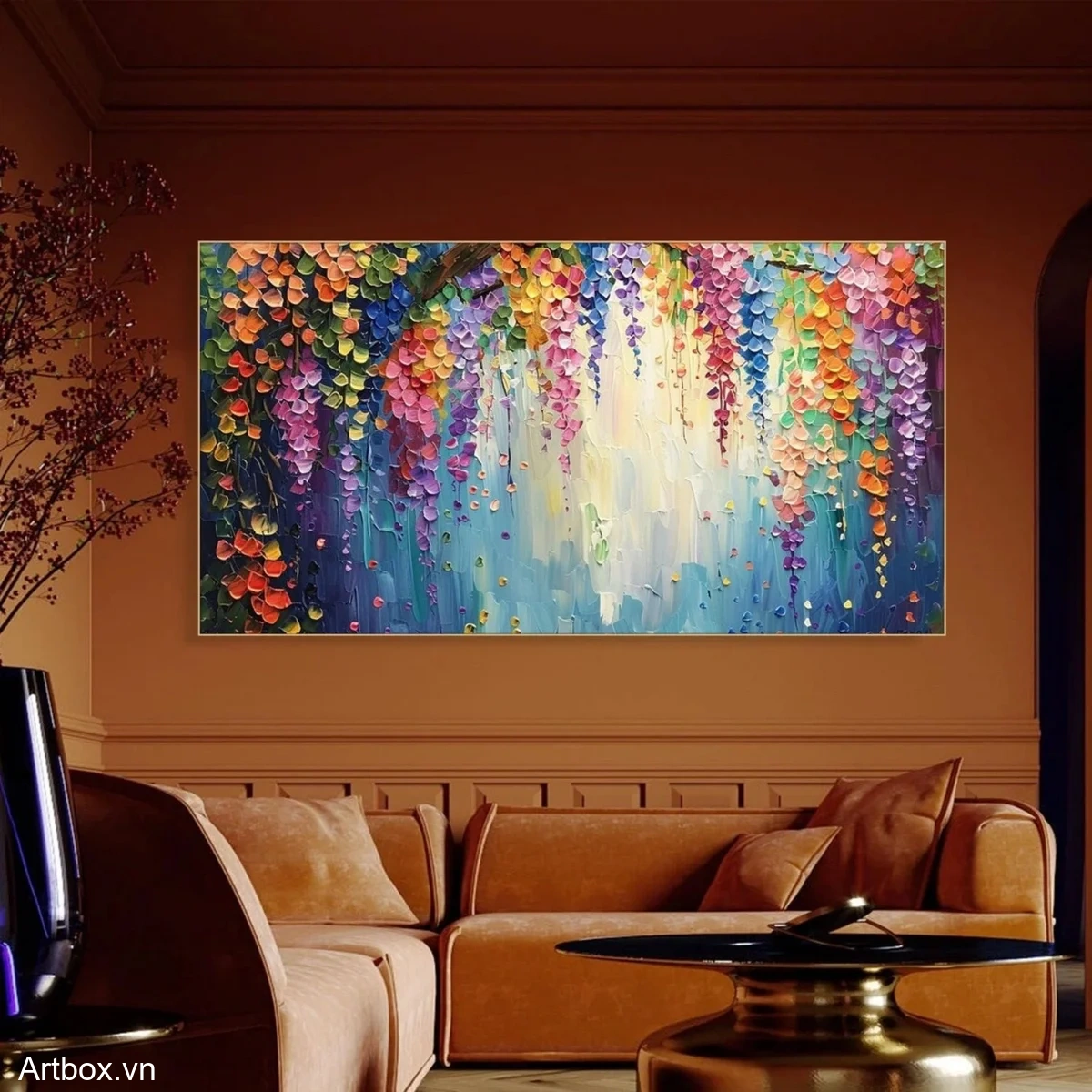 Hơi Thở Của Mùa Xuân – Tranh Sơn Acrylic Trừu Tượng Hoa Đa sắc Trang Trí Phòng khách, Phòng ngủ – Phong Cách Hiện Đại