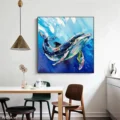 Khúc Nhạc Biển Cả – Tranh Sơn Acrylic Trừu Tượng Động vật Đa sắc Trang Trí Phòng khách, Phòng ngủ – Phong Cách Hiện Đại