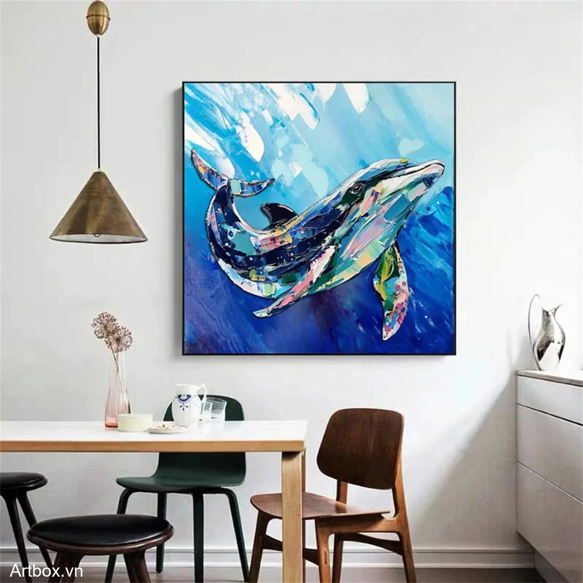 Khúc Nhạc Biển Cả – Tranh Sơn Acrylic Trừu Tượng Động vật Đa sắc Trang Trí Phòng khách, Phòng ngủ – Phong Cách Hiện Đại