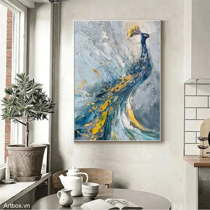 Vũ Điệu Của Công – Tranh Sơn Acrylic Trừu Tượng Động vật Đa sắc Trang Trí Phòng khách, Phòng ăn – Phong Cách Hiện Đại