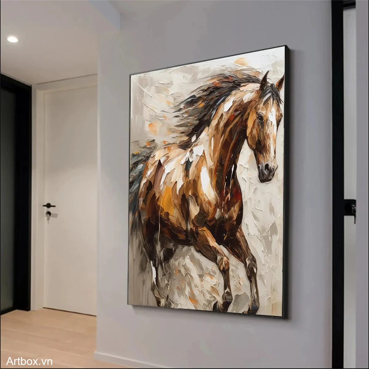 Chạy Bên Gió – Tranh Sơn Acrylic Trừu Tượng Động vật Đa sắc Trang Trí Phòng khách, Phòng làm việc – Phong Cách Hiện Đại