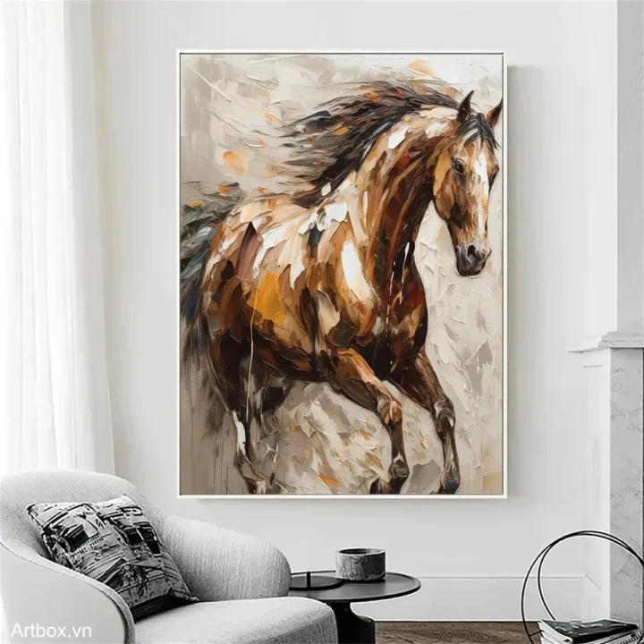 Chạy Bên Gió – Tranh Sơn Acrylic Trừu Tượng Động vật Đa sắc Trang Trí Phòng khách, Phòng làm việc – Phong Cách Hiện Đại