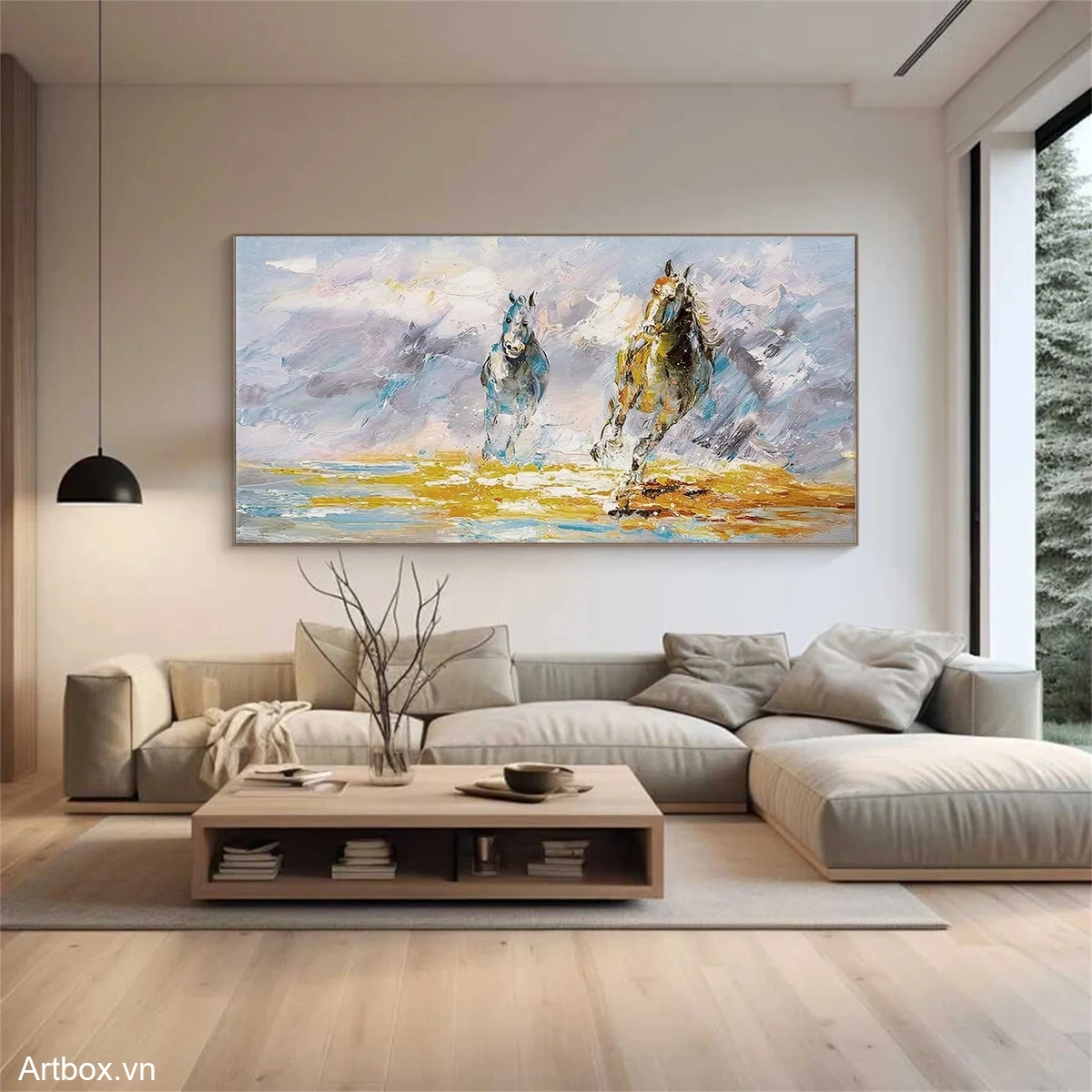 Chạy Đua Tự Do – Tranh Sơn Acrylic Trừu Tượng Động vật Đa sắc Trang Trí Phòng khách, Phòng ngủ – Phong Cách Hiện Đại