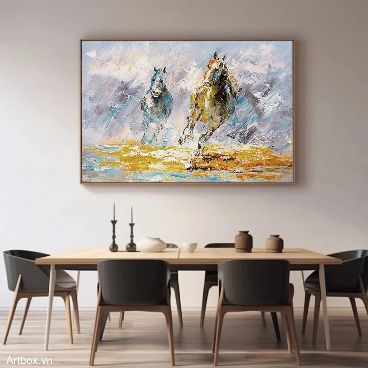 Chạy Đua Tự Do – Tranh Sơn Acrylic Trừu Tượng Động vật Đa sắc Trang Trí Phòng khách, Phòng ngủ – Phong Cách Hiện Đại