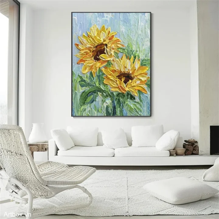 Vườn Hoa Hướng Dương – Tranh Sơn Acrylic Trừu Tượng Hoa Vàng Trang Trí Phòng khách, Phòng ngủ – Phong Cách Hiện Đại