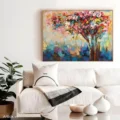 Cây Mùa Xuân Rực Rỡ – Tranh Sơn Acrylic Trừu Tượng Cây Đa sắc Trang Trí Phòng khách, Phòng ngủ – Phong Cách Hiện Đại