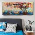 Cây Mùa Xuân Rực Rỡ – Tranh Sơn Acrylic Trừu Tượng Cây Đa sắc Trang Trí Phòng khách, Phòng ngủ – Phong Cách Hiện Đại