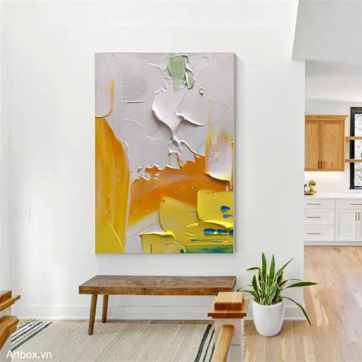 Cảm Hứng Mặt Trời – Tranh Sơn Acrylic Trừu Tượng Trừu tượng Đa sắc Trang Trí Phòng khách, Phòng làm việc – Phong Cách Hiện Đại