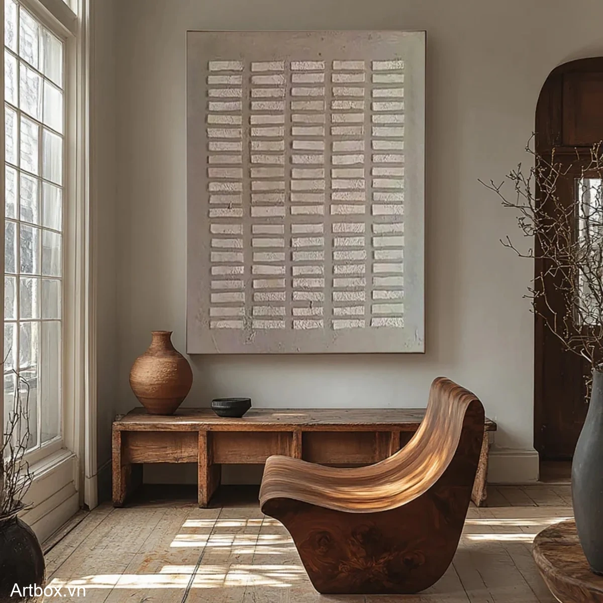 Hơi Thở Của Ánh Sáng – Tranh Sơn Acrylic Trừu Tượng Minimal / Tối giản Pastel Trang Trí Phòng khách, Phòng ngủ – Phong Cách Hiện Đại