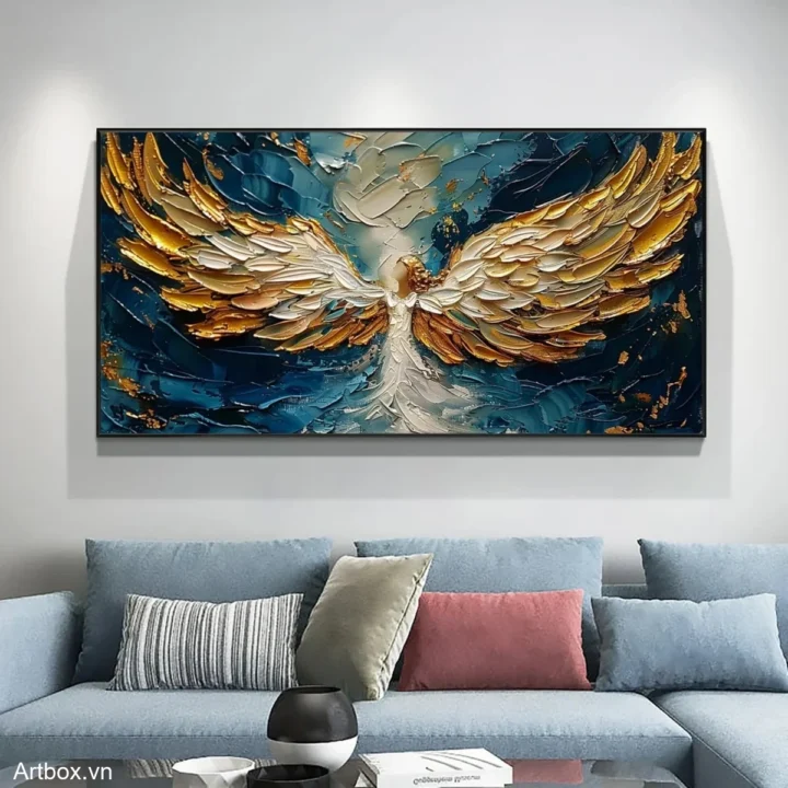 Thiên Thần Vàng – Tranh Sơn Acrylic Trừu Tượng Động vật Đa sắc Trang Trí Phòng khách, Phòng ngủ – Phong Cách Hiện Đại