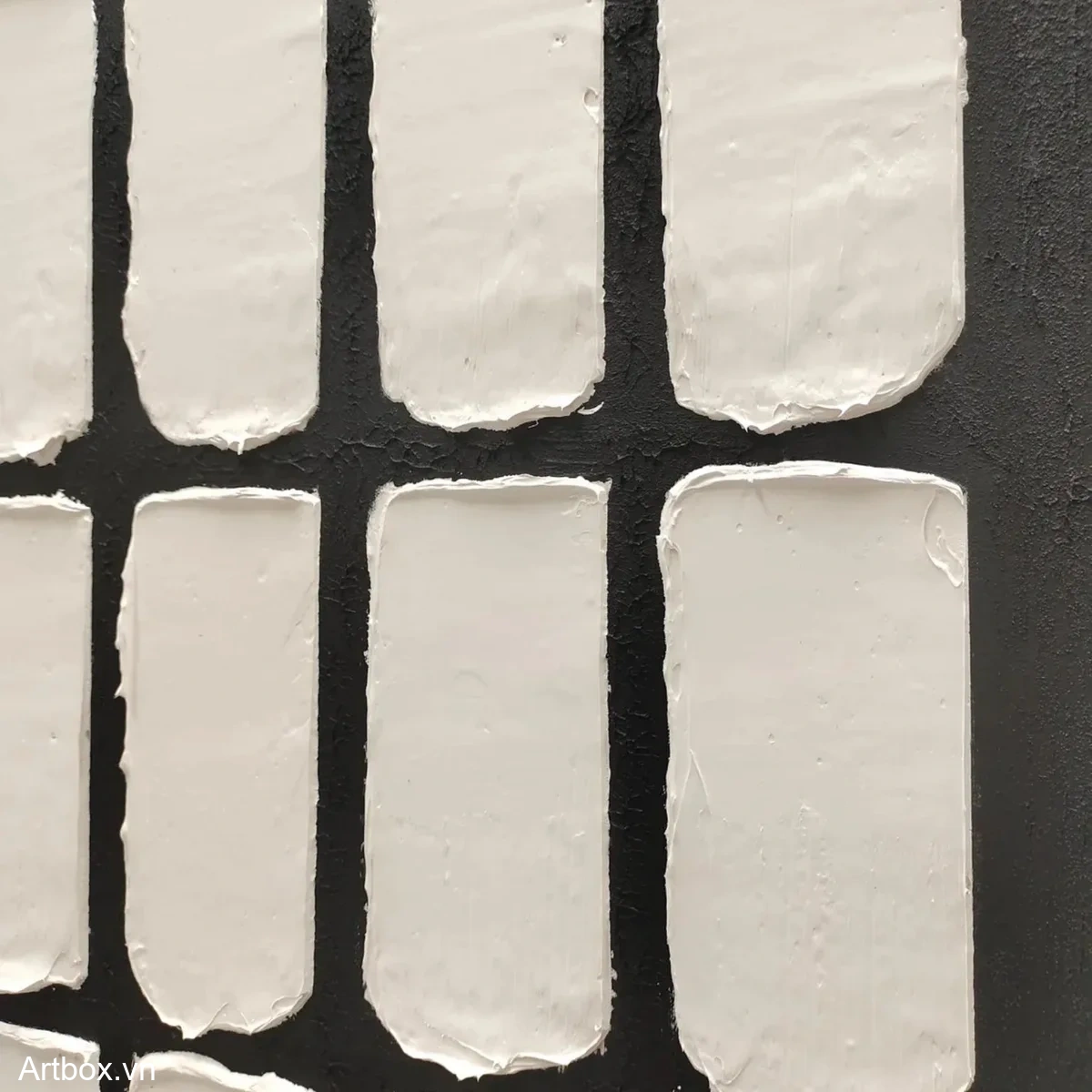 Chạm Vào Tĩnh Lặng – Tranh Sơn Acrylic Trừu Tượng Minimal / Tối giản Đen trắng Trang Trí Phòng khách, Phòng làm việc – Phong Cách Hiện Đại