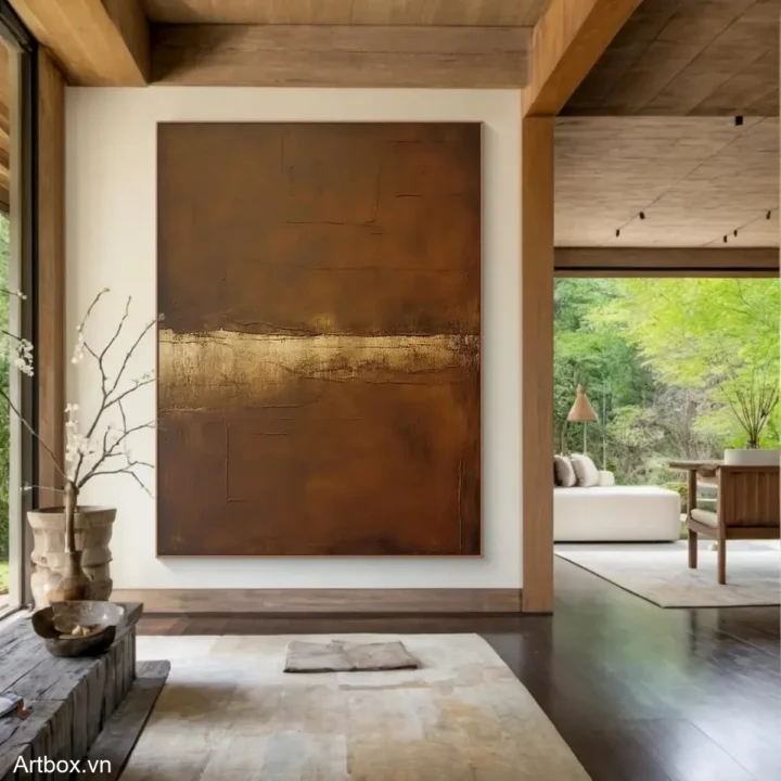 Hòa Quyện Của Đất – Tranh Sơn Acrylic Trừu Tượng Trừu tượng Nâu be Trang Trí Phòng khách, Phòng ngủ – Phong Cách Hiện Đại