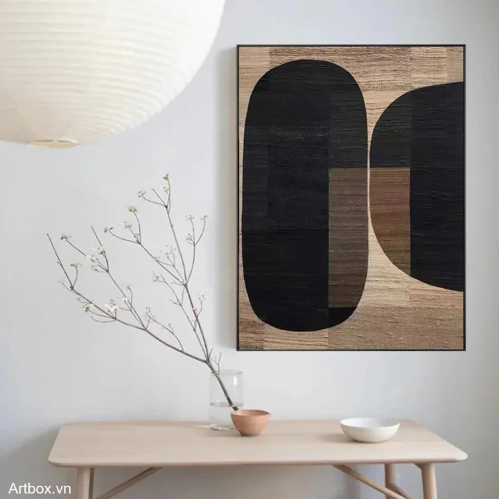 Hòa Nhạc Đen Trắng – Tranh Sơn Acrylic Trừu Tượng Trừu tượng Đen trắng Trang Trí Phòng khách, Phòng làm việc – Phong Cách Hiện Đại