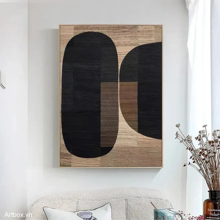 Hòa Nhạc Đen Trắng – Tranh Sơn Acrylic Trừu Tượng Trừu tượng Đen trắng Trang Trí Phòng khách, Phòng làm việc – Phong Cách Hiện Đại