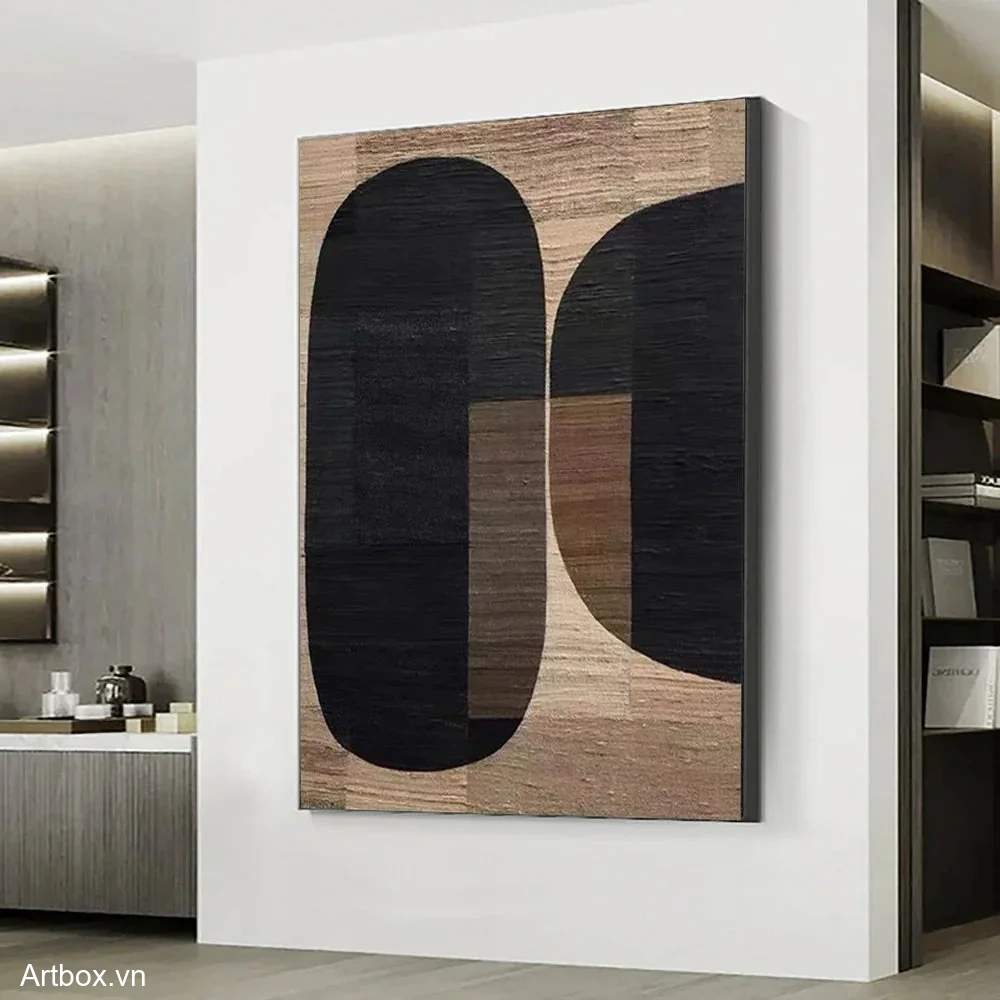 Hòa Nhạc Đen Trắng – Tranh Sơn Acrylic Trừu Tượng Trừu tượng Đen trắng Trang Trí Phòng khách, Phòng làm việc – Phong Cách Hiện Đại