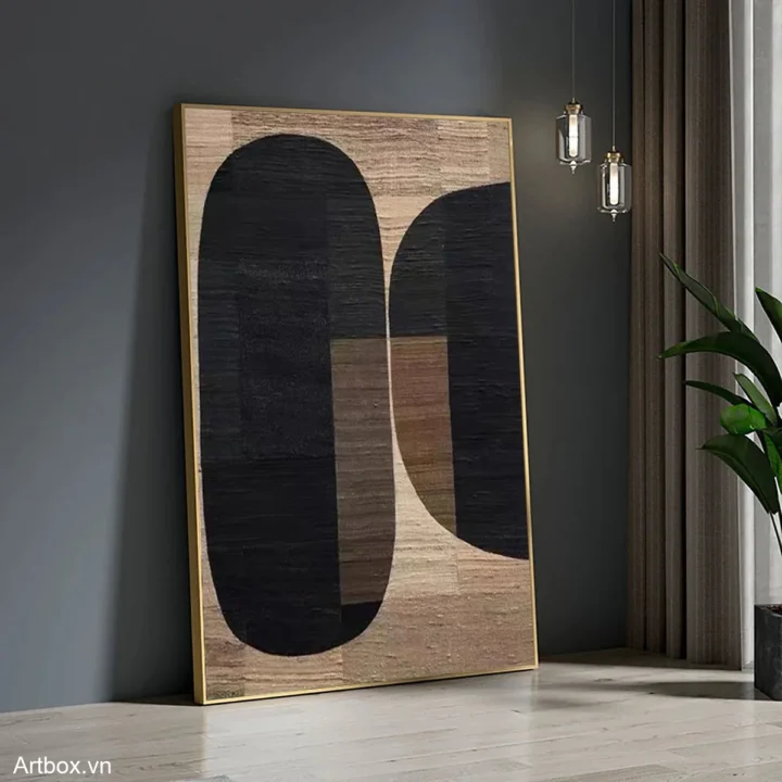 Hòa Nhạc Đen Trắng – Tranh Sơn Acrylic Trừu Tượng Trừu tượng Đen trắng Trang Trí Phòng khách, Phòng làm việc – Phong Cách Hiện Đại