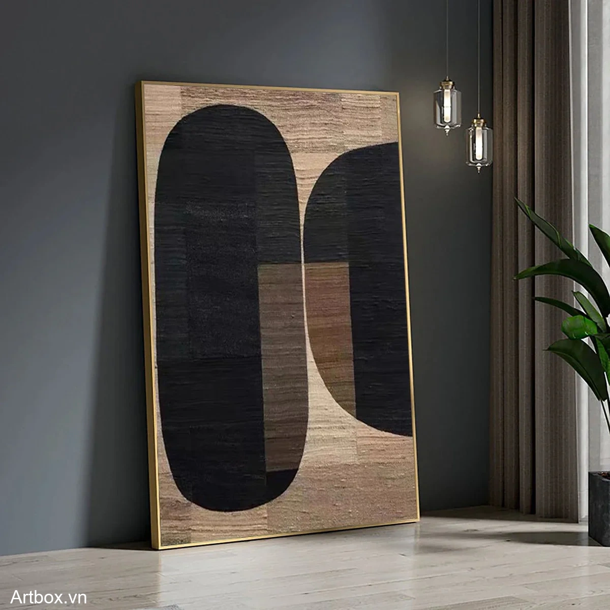 Hòa Nhạc Đen Trắng – Tranh Sơn Acrylic Trừu Tượng Trừu tượng Đen trắng Trang Trí Phòng khách, Phòng làm việc – Phong Cách Hiện Đại