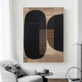 Hòa Nhạc Đen Trắng – Tranh Sơn Acrylic Trừu Tượng Trừu tượng Đen trắng Trang Trí Phòng khách, Phòng làm việc – Phong Cách Hiện Đại