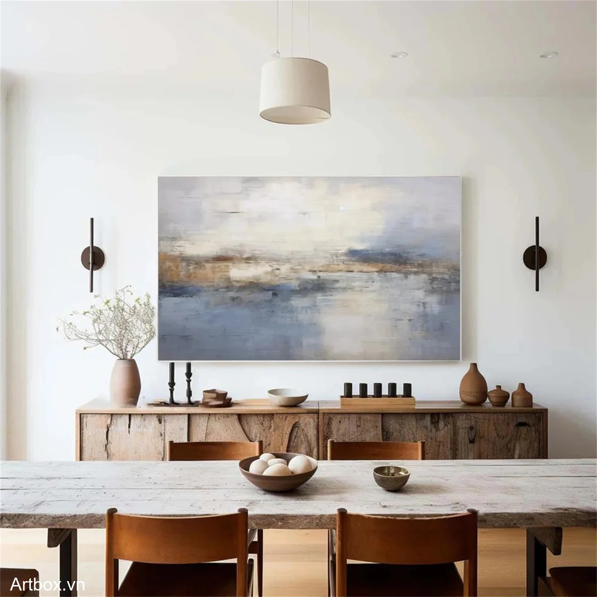 Hòa Quyện Ánh Sáng – Tranh Sơn Acrylic Trừu Tượng Phong cảnh Xanh dương Trang Trí Phòng khách, Phòng ăn – Phong Cách Hiện Đại