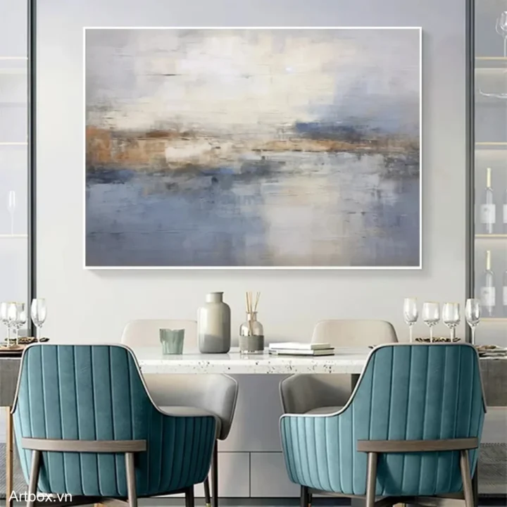 Hòa Quyện Ánh Sáng – Tranh Sơn Acrylic Trừu Tượng Phong cảnh Xanh dương Trang Trí Phòng khách, Phòng ăn – Phong Cách Hiện Đại
