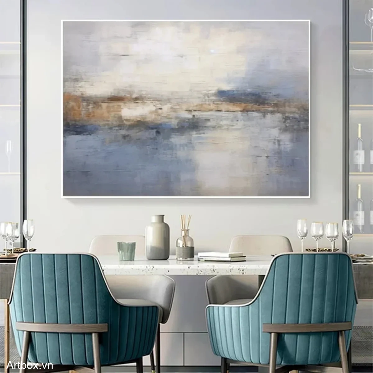 Hòa Quyện Ánh Sáng – Tranh Sơn Acrylic Trừu Tượng Phong cảnh Xanh dương Trang Trí Phòng khách, Phòng ăn – Phong Cách Hiện Đại