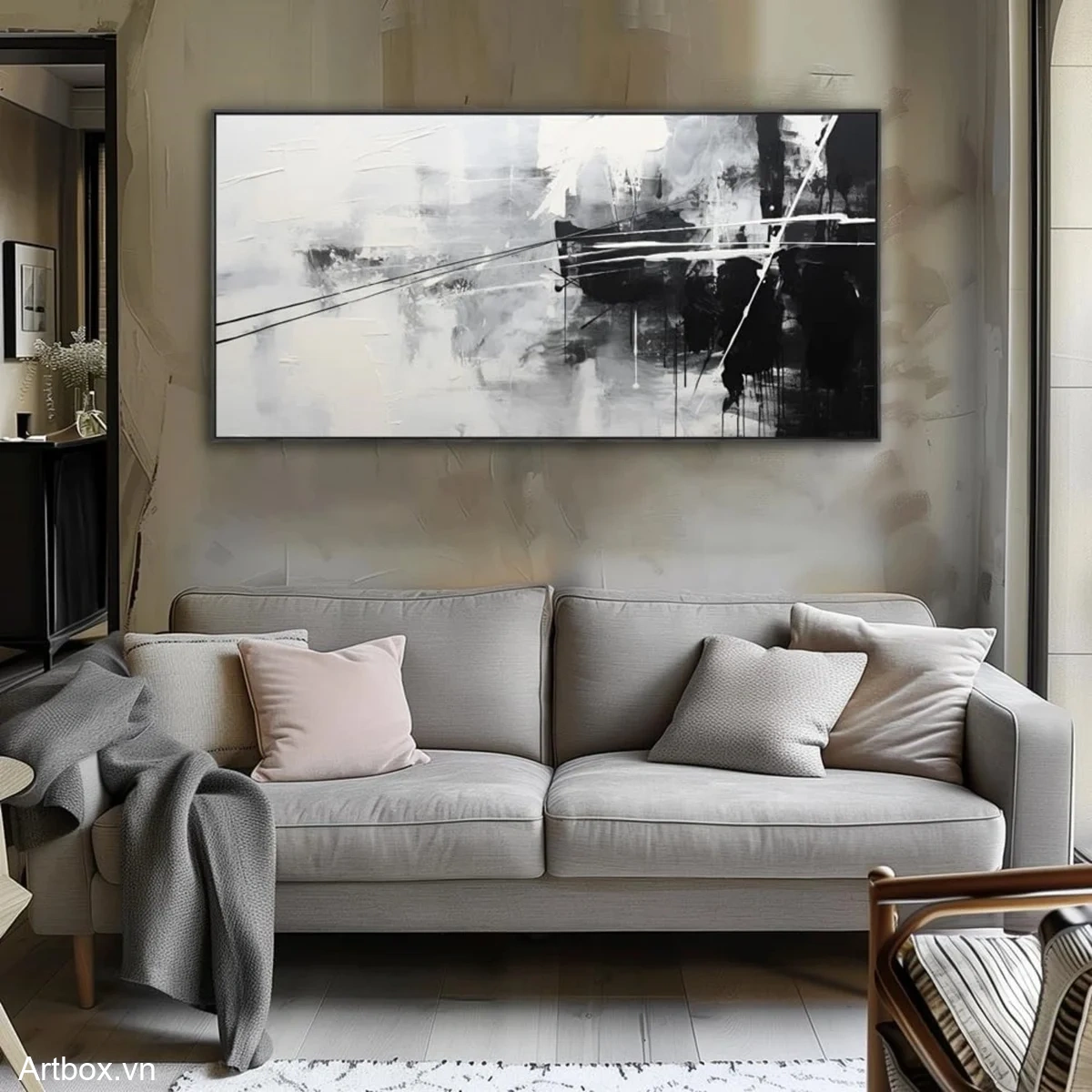 Bản Giao Hưởng Đen Trắng – Tranh Sơn Acrylic Trừu Tượng Trừu tượng Đen trắng Trang Trí Phòng khách, Phòng làm việc – Phong Cách Hiện Đại Bản Giao Hưởng Đen Trắng – Tranh Sơn Acrylic Trừu Tượng Trừu tượng Đen trắng Trang Trí Phòng khách, Phòng làm việc – Phong Cách Hiện Đại