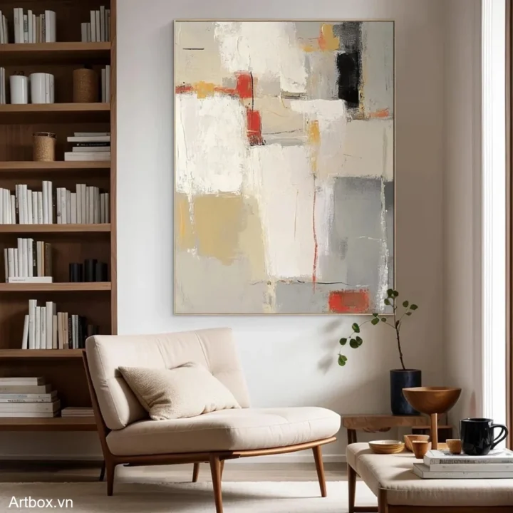 Hòa Sắc Trừu Tượng – Tranh Sơn Acrylic Trừu Tượng Trừu tượng Đa sắc Trang Trí Phòng khách, Phòng làm việc – Phong Cách Hiện Đại