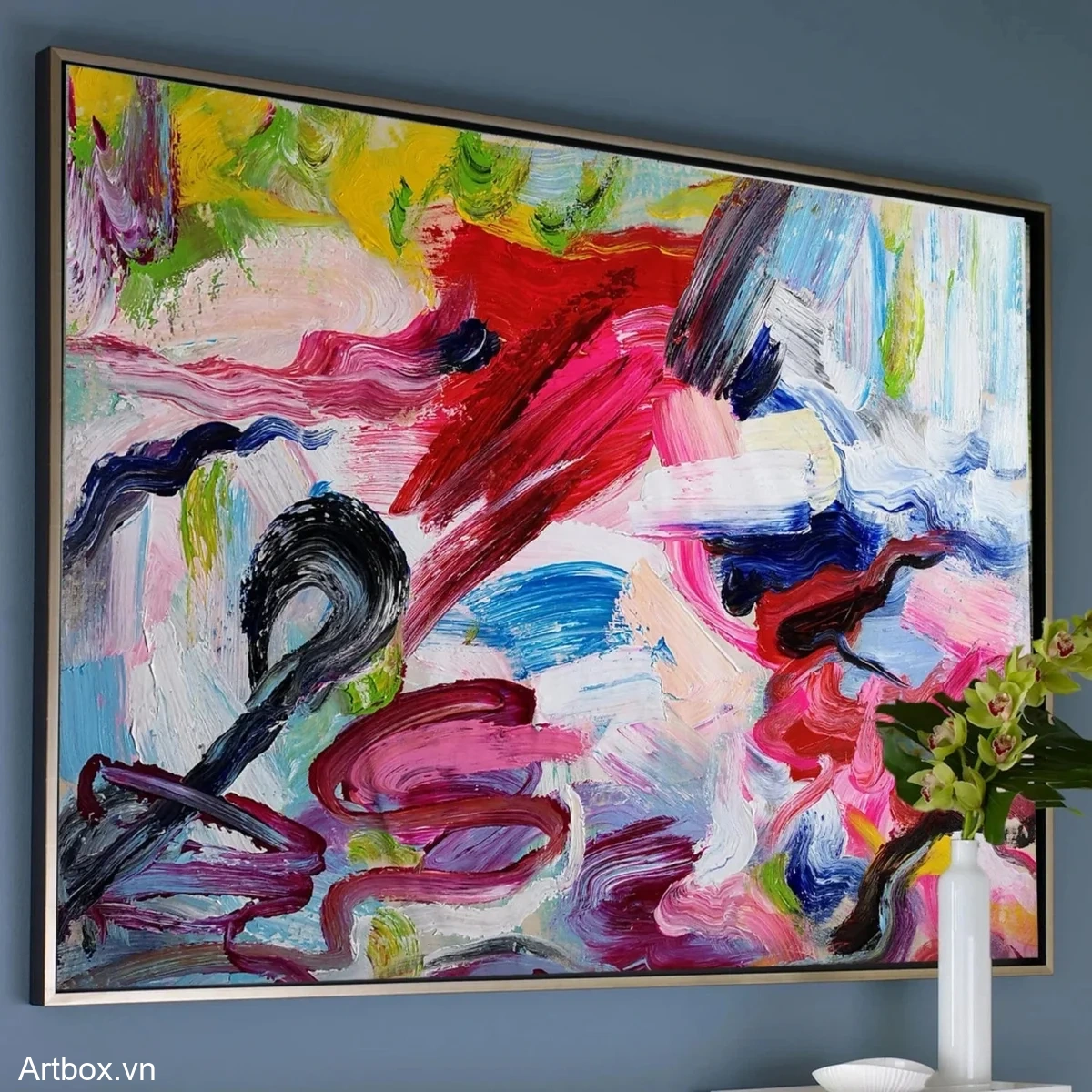 Giai Điệu Sắc Màu – Tranh Sơn Acrylic Trừu Tượng Trừu tượng Đa sắc Trang Trí Phòng khách, Phòng làm việc – Phong Cách Hiện Đại