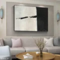Đối Kháng Tĩnh Lặng – Tranh Sơn Acrylic Trừu Tượng Trừu tượng Đen trắng Trang Trí Phòng khách, Phòng làm việc – Phong Cách Hiện Đại