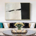 Đối Kháng Tĩnh Lặng – Tranh Sơn Acrylic Trừu Tượng Trừu tượng Đen trắng Trang Trí Phòng khách, Phòng làm việc – Phong Cách Hiện Đại