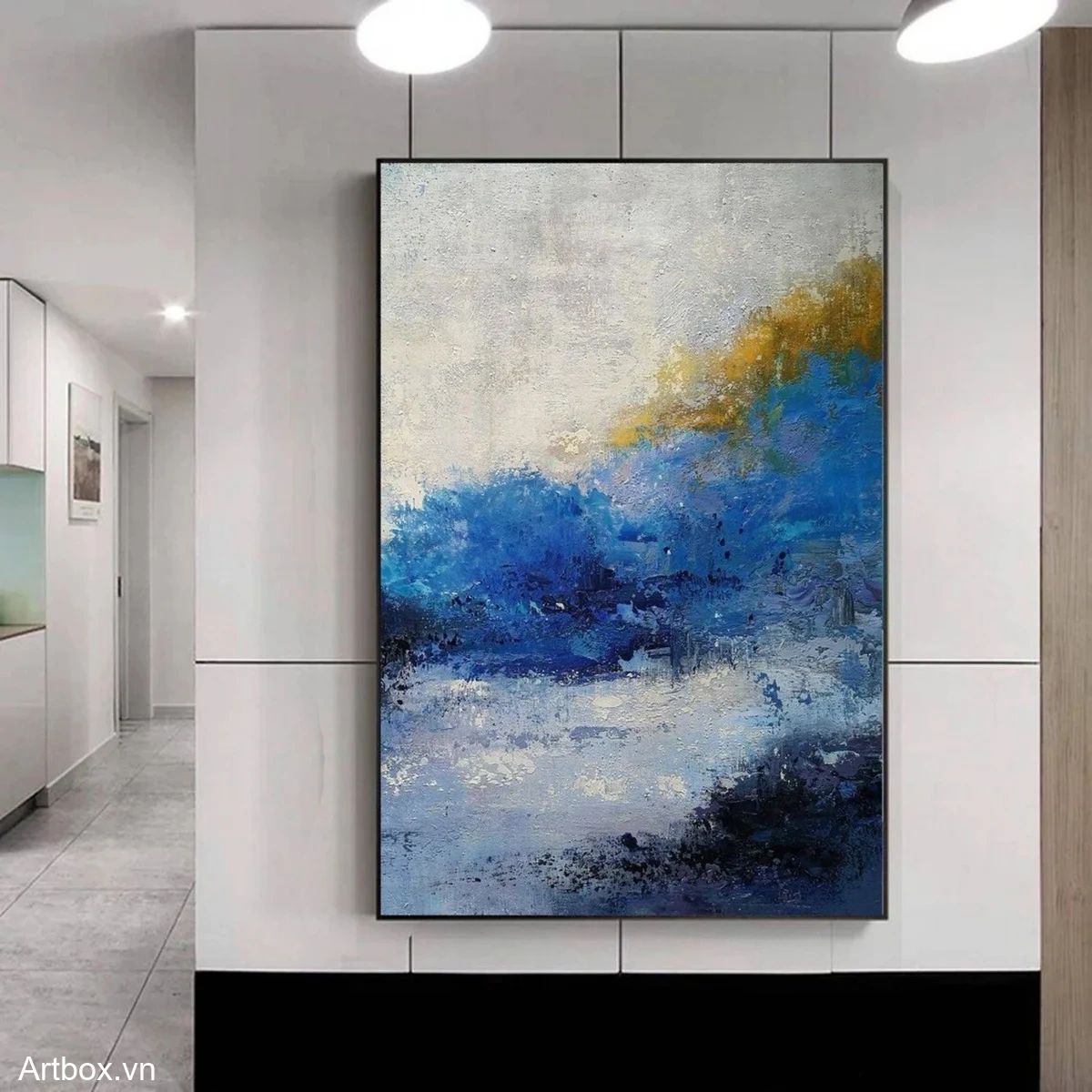 Hòa Quyện Của Biển Cả – Tranh Sơn Acrylic Trừu Tượng Biển Xanh dương Trang Trí Phòng khách, Phòng ngủ – Phong Cách Hiện Đại