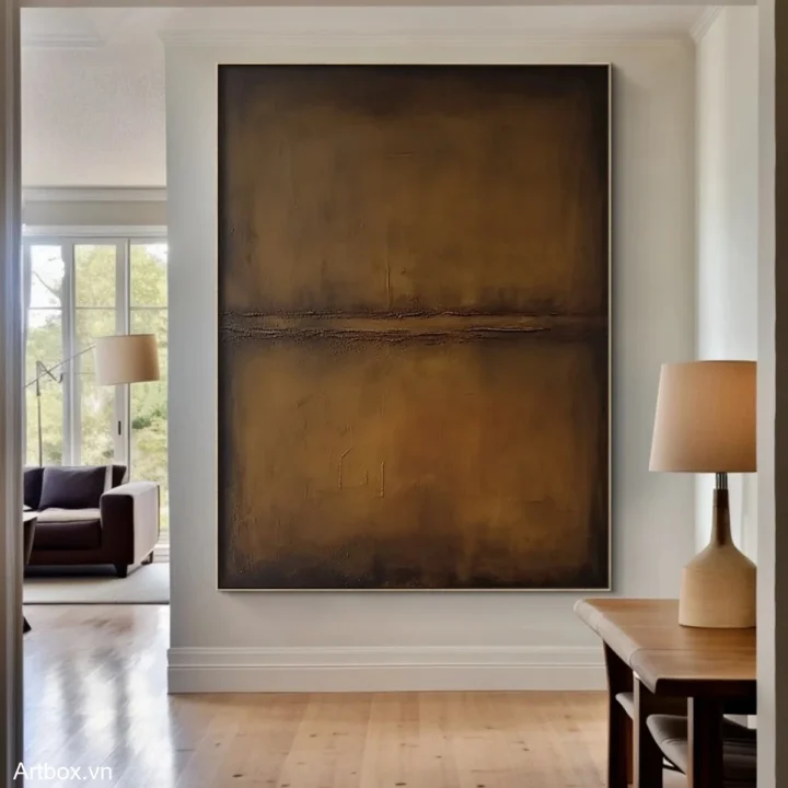 Hòa Quyện Đất Trời – Tranh Sơn Acrylic Trừu Tượng Trừu tượng Nâu be Trang Trí Phòng khách, Phòng ngủ – Phong Cách Hiện Đại