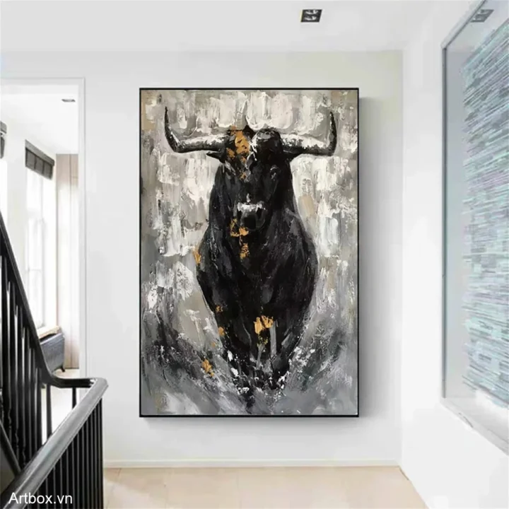 Sức Mạnh Từ Thiên Nhiên – Tranh Sơn Acrylic Trừu Tượng Động vật Đen trắng Trang Trí Phòng khách, Phòng làm việc – Phong Cách Hiện Đại