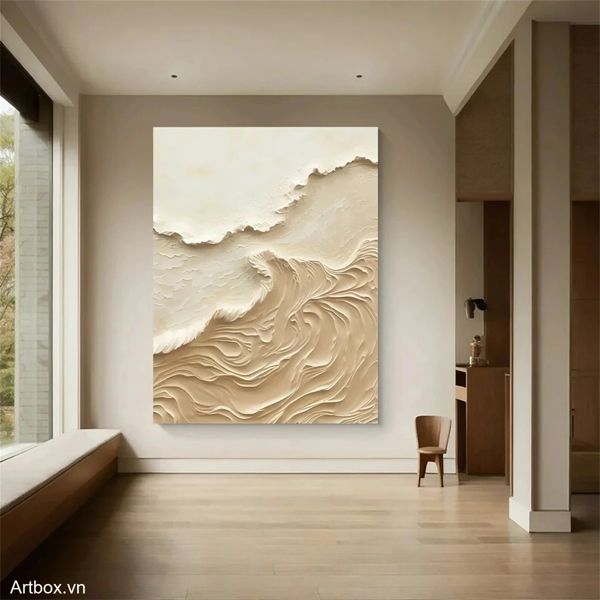 Những Cơn Sóng Cát – Tranh Sơn Acrylic Trừu Tượng Trừu tượng Nâu be Trang Trí Phòng khách, Phòng làm việc – Phong Cách Hiện Đại Những Cơn Sóng Cát – Tranh Sơn Acrylic Trừu Tượng Trừu tượng Nâu be Trang Trí Phòng khách, Phòng làm việc – Phong Cách Hiện Đại