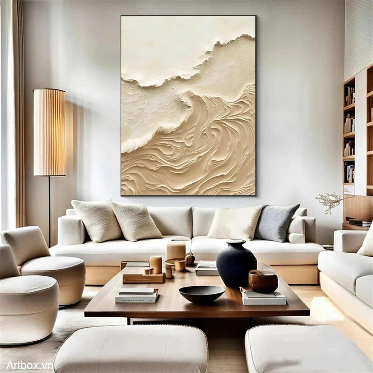 Những Cơn Sóng Cát – Tranh Sơn Acrylic Trừu Tượng Trừu tượng Nâu be Trang Trí Phòng khách, Phòng làm việc – Phong Cách Hiện Đại Những Cơn Sóng Cát – Tranh Sơn Acrylic Trừu Tượng Trừu tượng Nâu be Trang Trí Phòng khách, Phòng làm việc – Phong Cách Hiện Đại