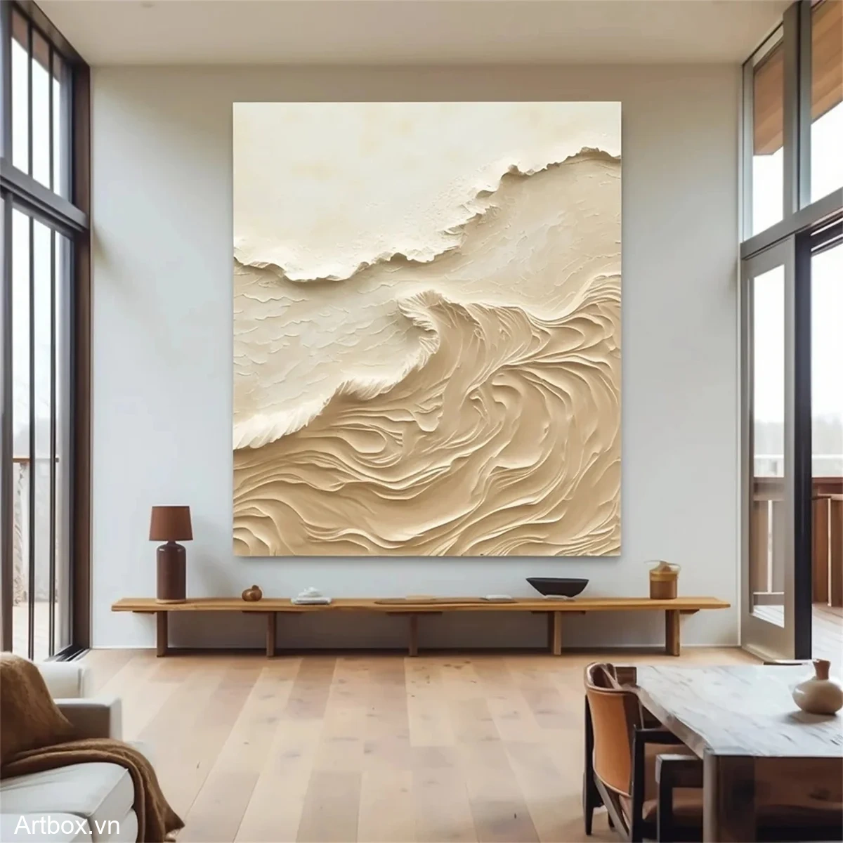 Những Cơn Sóng Cát – Tranh Sơn Acrylic Trừu Tượng Trừu tượng Nâu be Trang Trí Phòng khách, Phòng làm việc – Phong Cách Hiện Đại Những Cơn Sóng Cát – Tranh Sơn Acrylic Trừu Tượng Trừu tượng Nâu be Trang Trí Phòng khách, Phòng làm việc – Phong Cách Hiện Đại