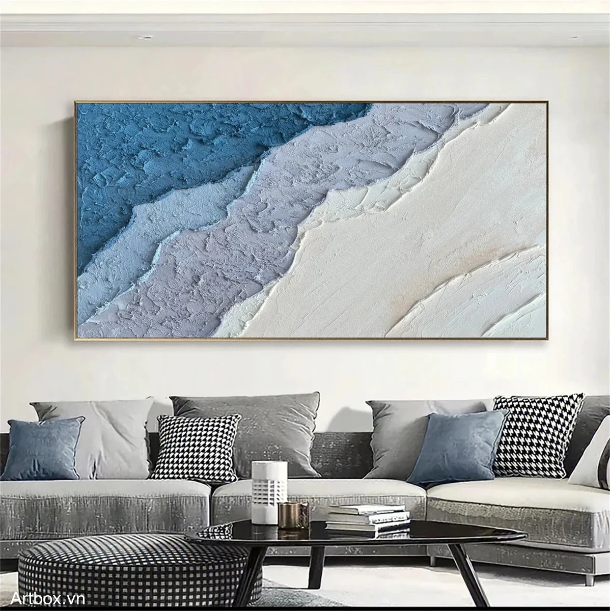 Dòng Chảy Tĩnh Lặng – Tranh Sơn Acrylic Trừu Tượng Trừu tượng Xanh dương Trang Trí Phòng khách, Phòng ngủ – Phong Cách Hiện Đại Dòng Chảy Tĩnh Lặng – Tranh Sơn Acrylic Trừu Tượng Trừu tượng Xanh dương Trang Trí Phòng khách, Phòng ngủ – Phong Cách Hiện Đại