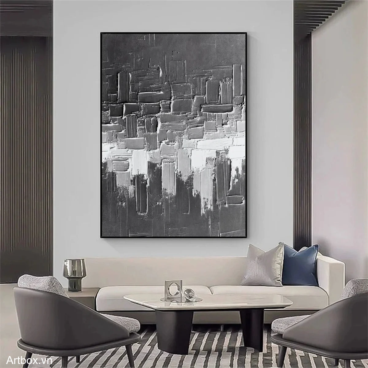 Bản Giao Hưởng Đen Trắng – Tranh Sơn Acrylic Trừu Tượng Trừu tượng Đen trắng Trang Trí Phòng khách, Phòng làm việc – Phong Cách Hiện Đại Bản Giao Hưởng Đen Trắng – Tranh Sơn Acrylic Trừu Tượng Trừu tượng Đen trắng Trang Trí Phòng khách, Phòng làm việc – Phong Cách Hiện Đại