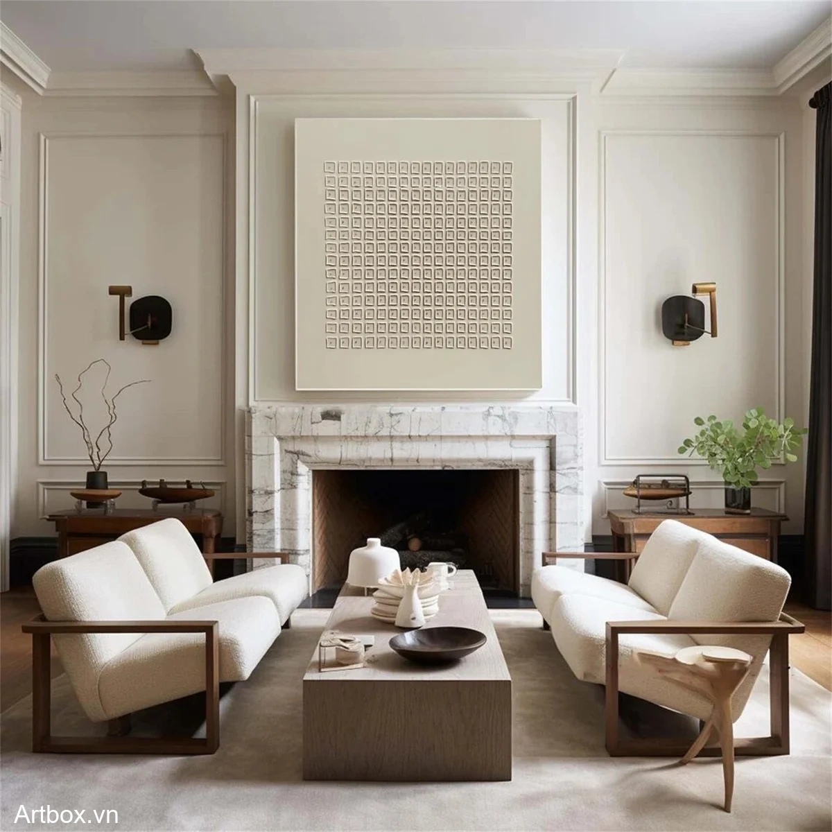 Nhịp Điệu Hình Khối – Tranh Sơn Acrylic Trừu Tượng Minimal / Tối giản Đa sắc Trang Trí Phòng khách, Phòng làm việc – Phong Cách Hiện Đại