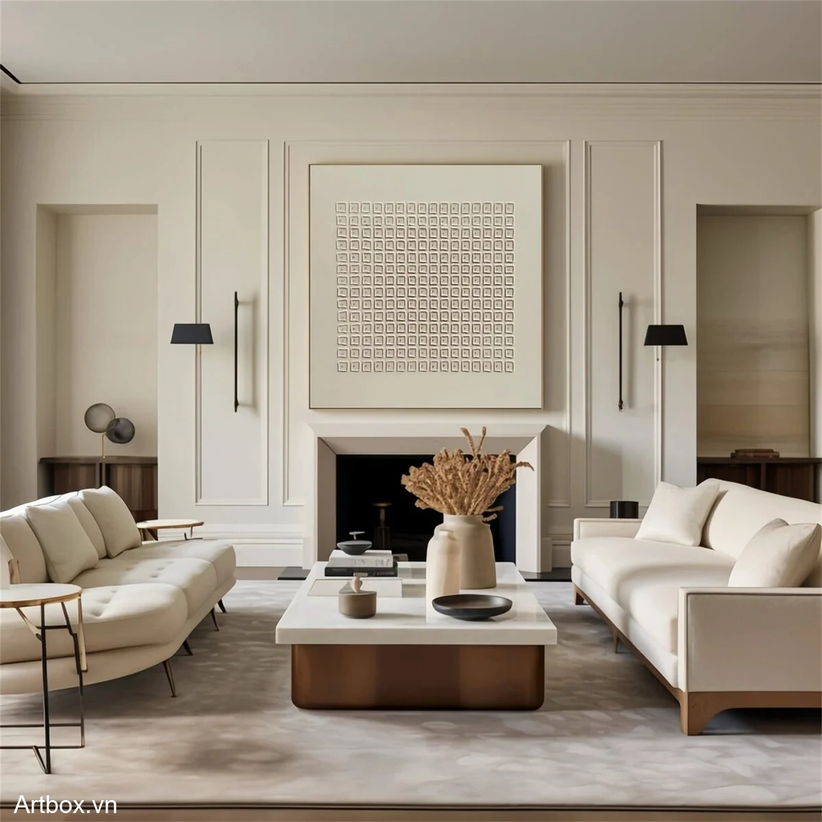 Nhịp Điệu Hình Khối – Tranh Sơn Acrylic Trừu Tượng Minimal / Tối giản Đa sắc Trang Trí Phòng khách, Phòng làm việc – Phong Cách Hiện Đại