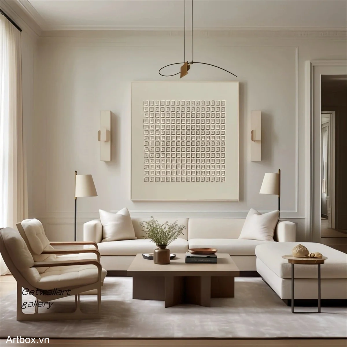 Nhịp Điệu Hình Khối – Tranh Sơn Acrylic Trừu Tượng Minimal / Tối giản Đa sắc Trang Trí Phòng khách, Phòng làm việc – Phong Cách Hiện Đại