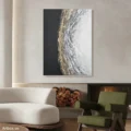 Hơi Thở Của Đất – Tranh Sơn Acrylic Trừu Tượng Trừu tượng Đen trắng Trang Trí Phòng khách, Phòng làm việc – Phong Cách Hiện Đại