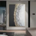 Hơi Thở Của Đất – Tranh Sơn Acrylic Trừu Tượng Trừu tượng Đen trắng Trang Trí Phòng khách, Phòng làm việc – Phong Cách Hiện Đại