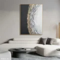Hơi Thở Của Đất – Tranh Sơn Acrylic Trừu Tượng Trừu tượng Đen trắng Trang Trí Phòng khách, Phòng làm việc – Phong Cách Hiện Đại