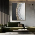 Hơi Thở Của Đất – Tranh Sơn Acrylic Trừu Tượng Trừu tượng Đen trắng Trang Trí Phòng khách, Phòng làm việc – Phong Cách Hiện Đại