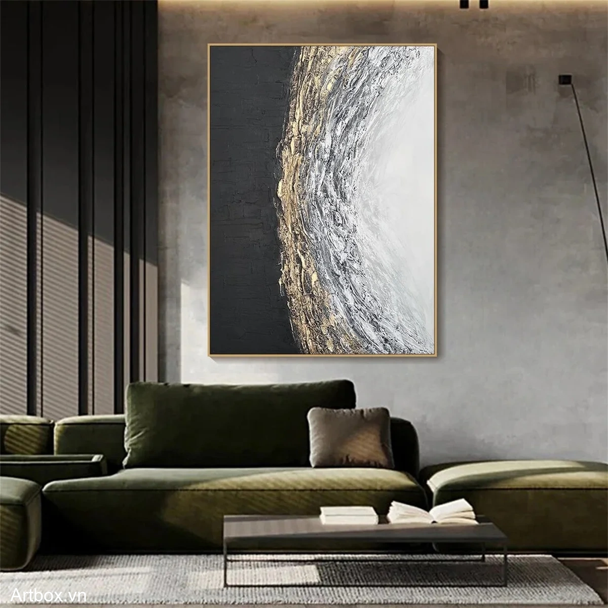 Hơi Thở Của Đất – Tranh Sơn Acrylic Trừu Tượng Trừu tượng Đen trắng Trang Trí Phòng khách, Phòng làm việc – Phong Cách Hiện Đại