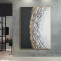 Hơi Thở Của Đất – Tranh Sơn Acrylic Trừu Tượng Trừu tượng Đen trắng Trang Trí Phòng khách, Phòng làm việc – Phong Cách Hiện Đại