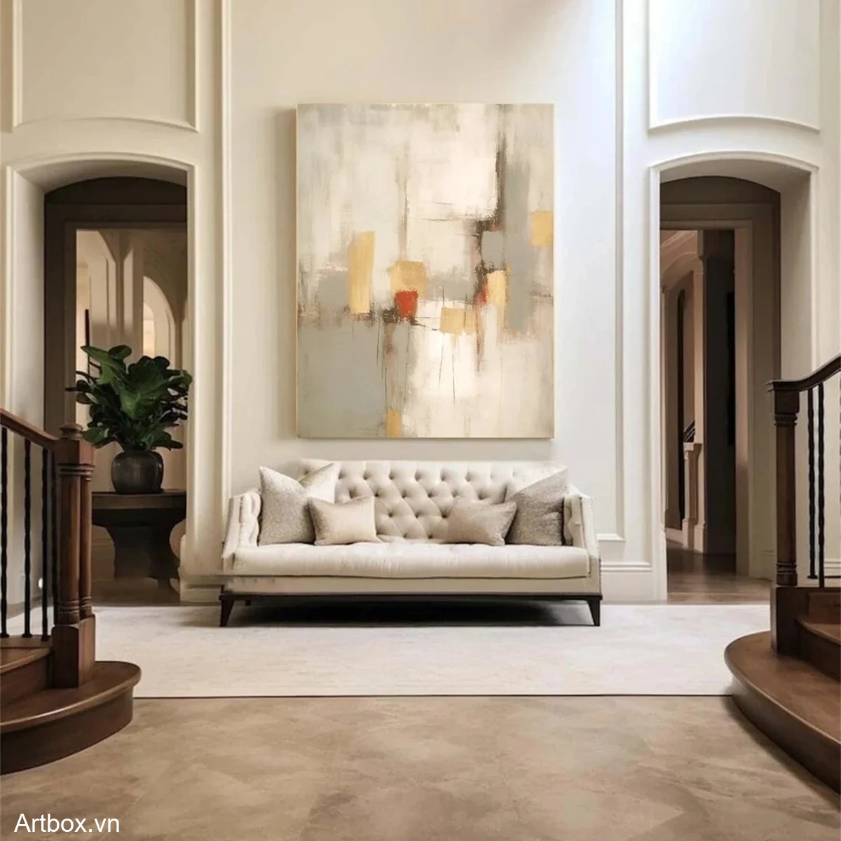 Hòa Quyện Sắc Màu – Tranh Sơn Acrylic Trừu Tượng Trừu tượng Đa sắc Trang Trí Phòng khách, Phòng làm việc – Phong Cách Hiện Đại