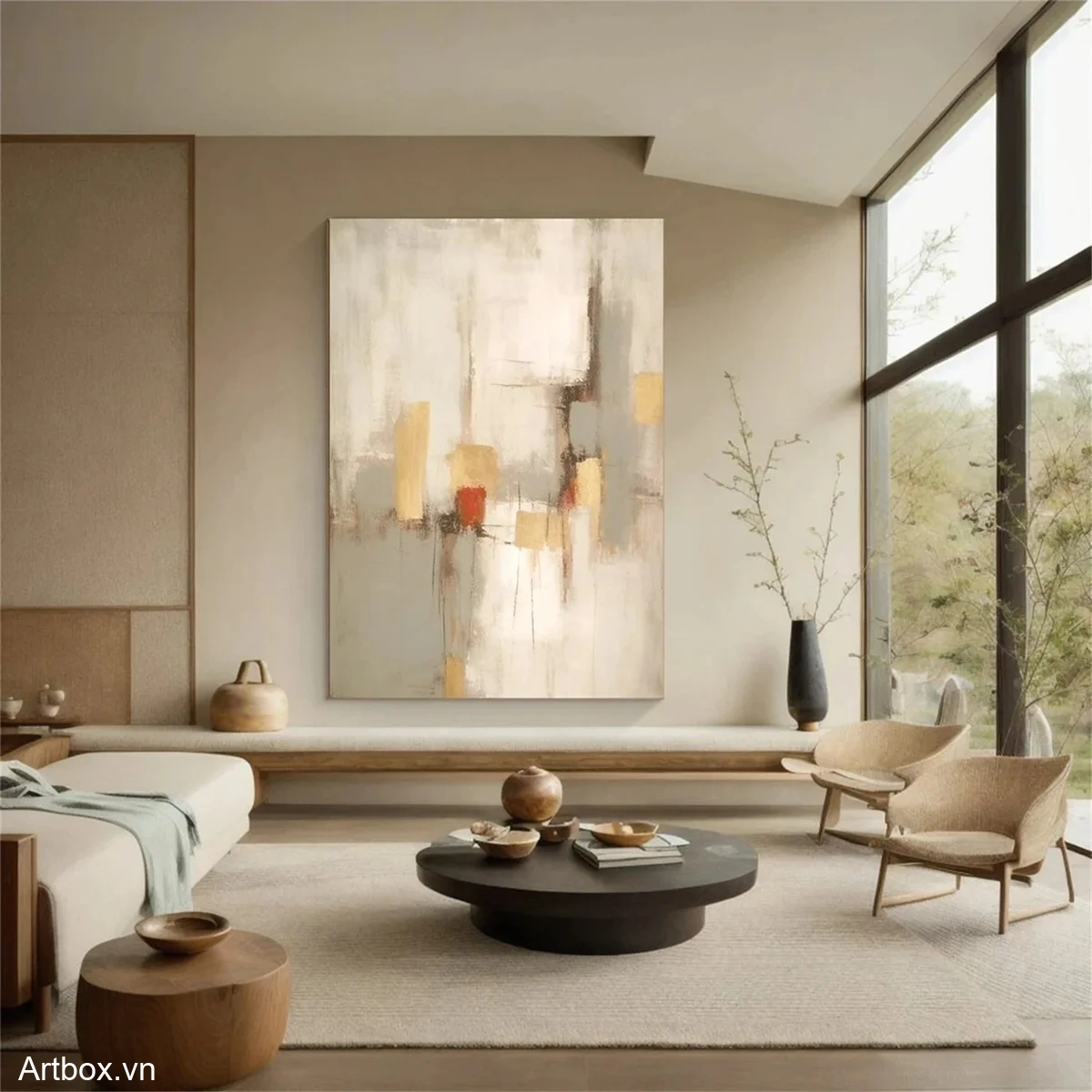 Hòa Quyện Sắc Màu – Tranh Sơn Acrylic Trừu Tượng Trừu tượng Đa sắc Trang Trí Phòng khách, Phòng làm việc – Phong Cách Hiện Đại